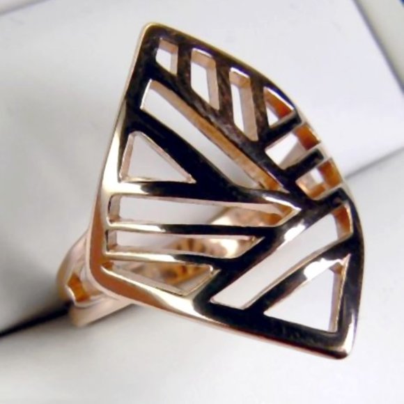 STYLISH 18K rose Gold over Sterling SILVER Ring - Picture 2 of 6